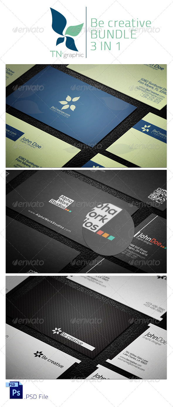 BeCreative 3 in 1 Bundle - Business Cards Print Templates