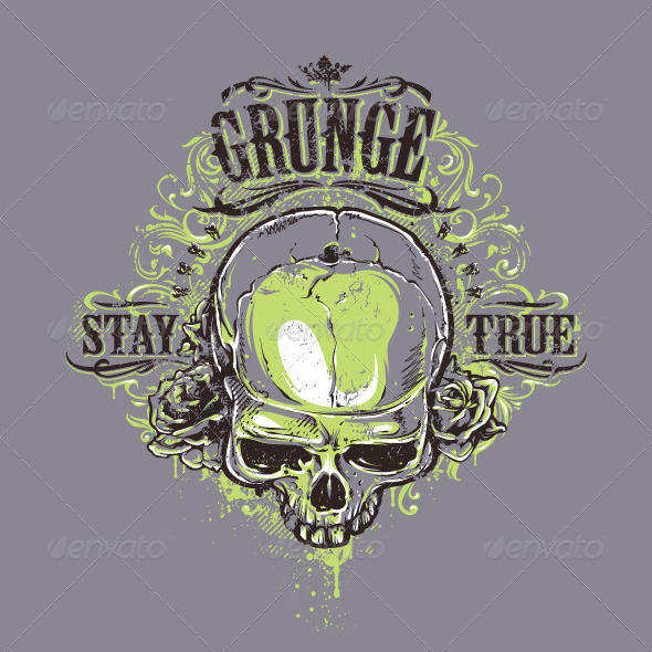 Grunge Skull Print - Vectors