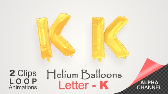 Helium Gold Balloons With Letter – K