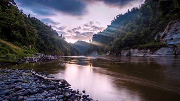 Fast Stream Water Flow Whanganui River in Wild Nature New Zealand Landscape alt