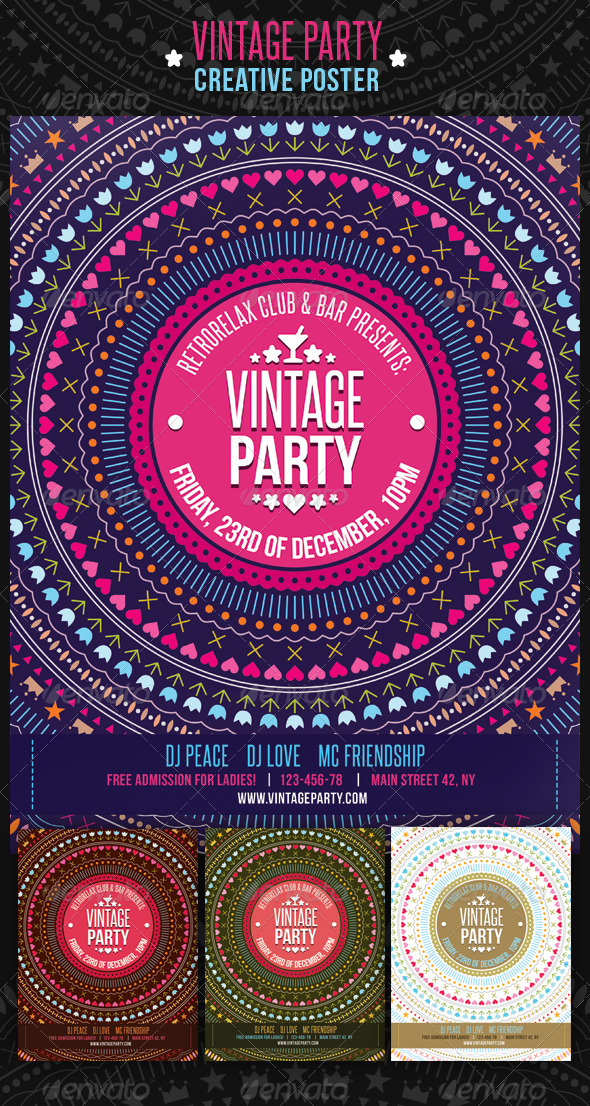 Vintage Party Creative Poster - Clubs & Parties Events