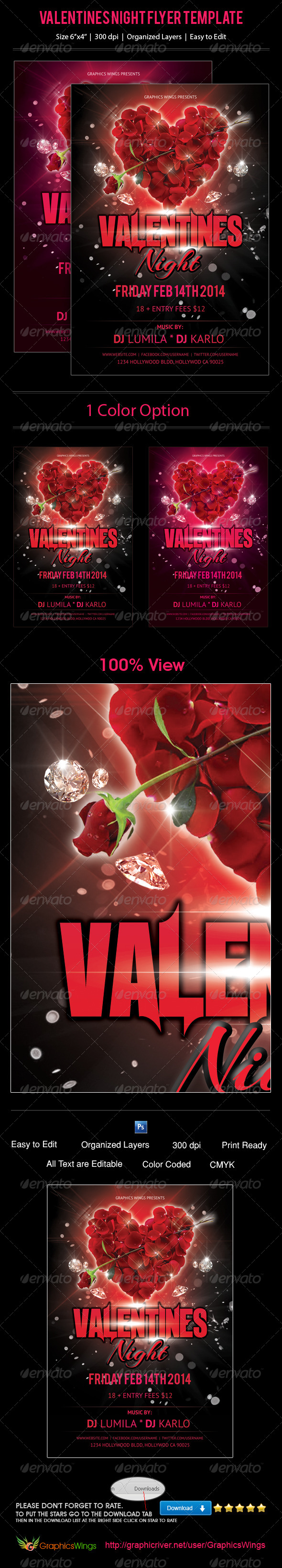 Valentines Night Flyer Template - Events Flyers
