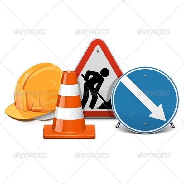 Vector Road Construction Concept - Industries Business