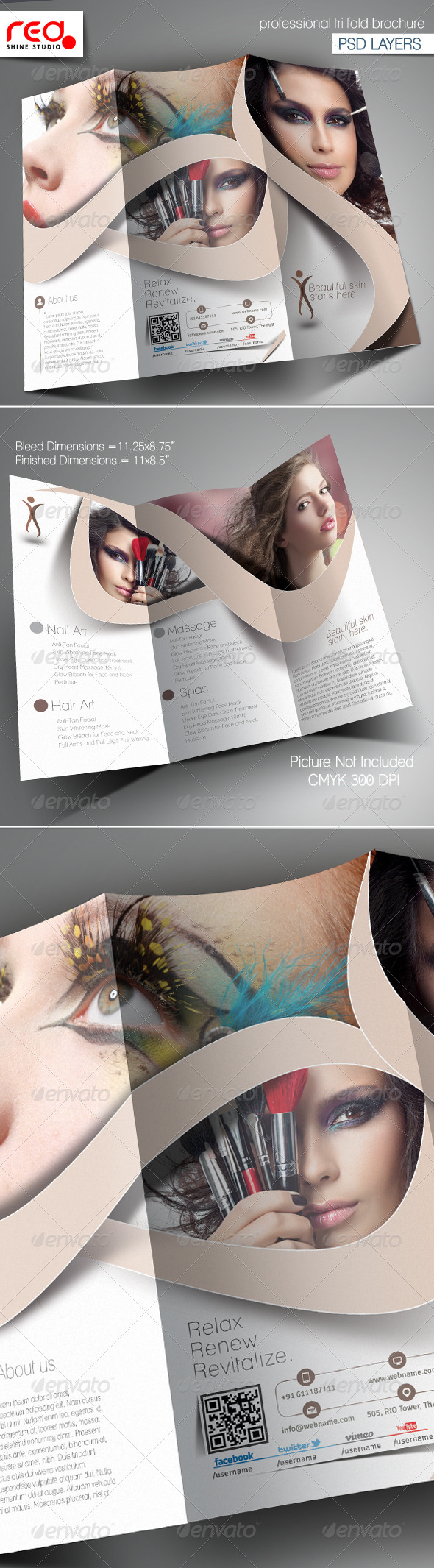Beauty Salon Trifold Brochure Template - Corporate Brochures