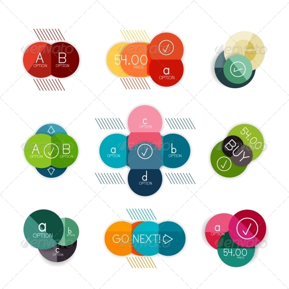 Set of Circle Shaped Infograph Templates - Web Technology