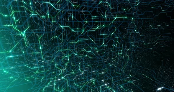 4K seamless loop of printed circuit board (PCB) in motion. alt