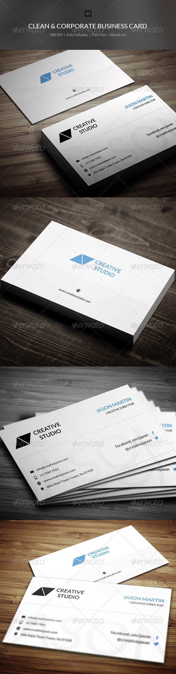 Clean & Corporate Business Card - 01 - Corporate Business Cards