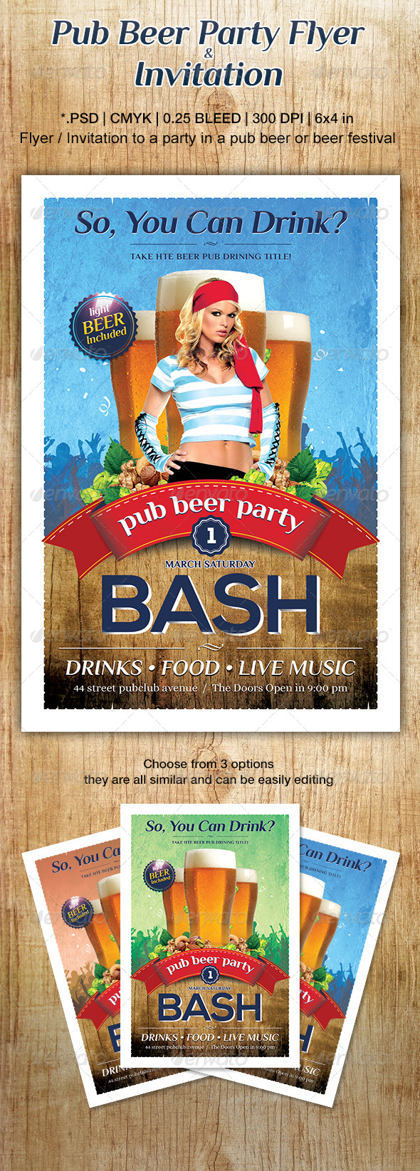 Pub Beer Party Flyer or Invitation - Events Flyers
