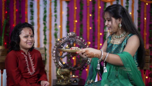 Indian Family Celebrating Raksha Bandhan Festival