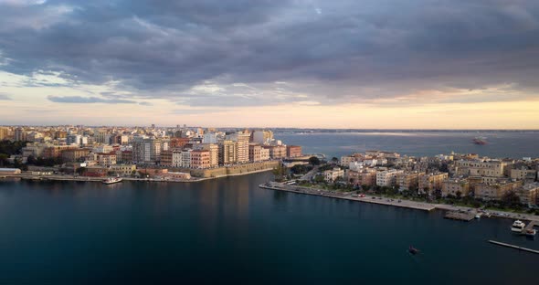 Aerial timelapse of Taranto city