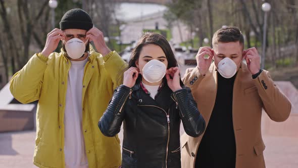 Group of Young Students Wearing the Protective alt