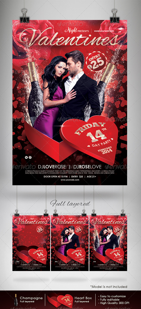 Valentines Day Party Flyer - Clubs & Parties Events