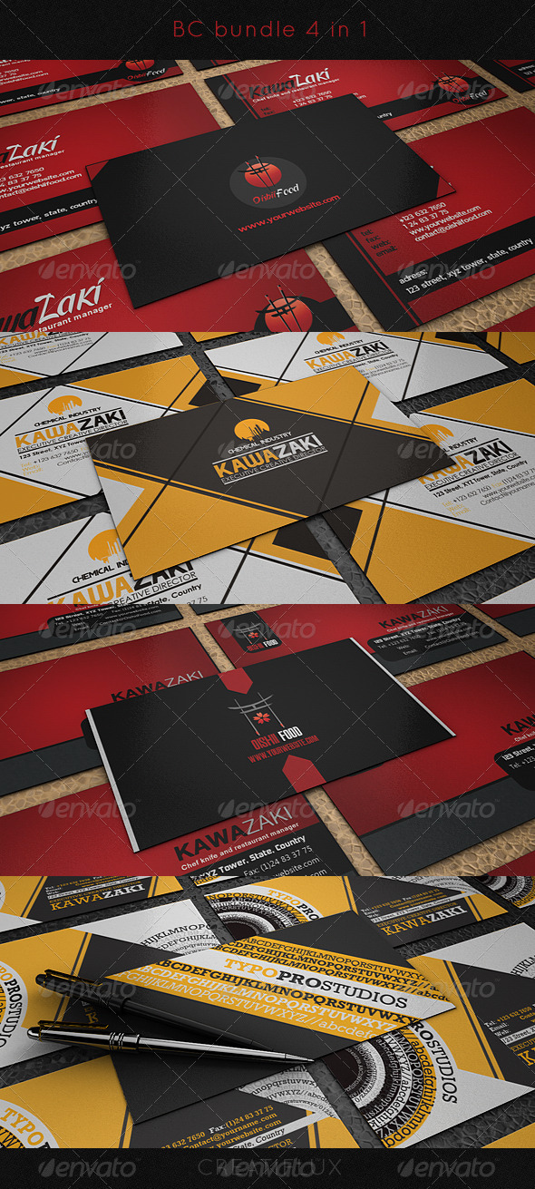 4 in 1 BC BUNDLE - Business Cards Print Templates