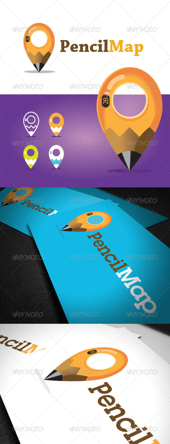 Pencil Map Logo Template - Vector Abstract