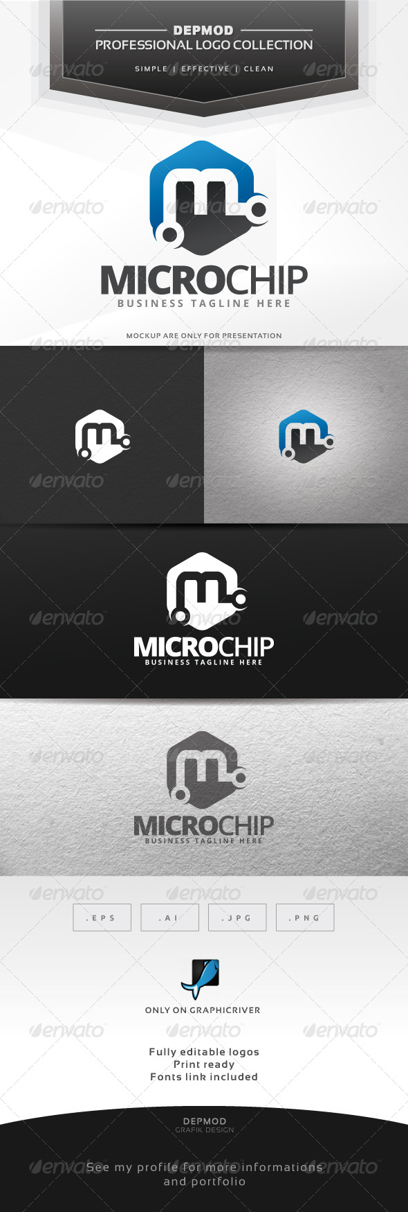 Micro Chip Logo - Letters Logo Templates
