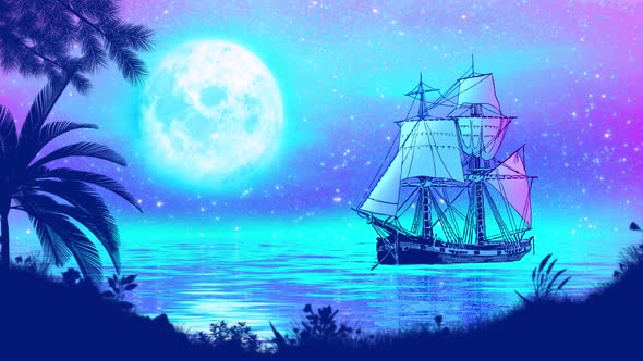 Ship Under Full Moon