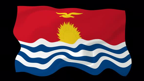 Kiribati Flag Wave Motion Black Background