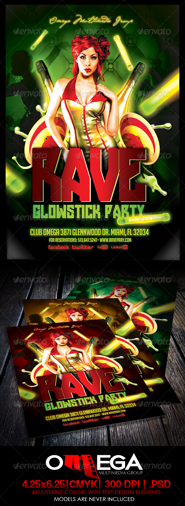 Rave Glowstick Party - Events Flyers