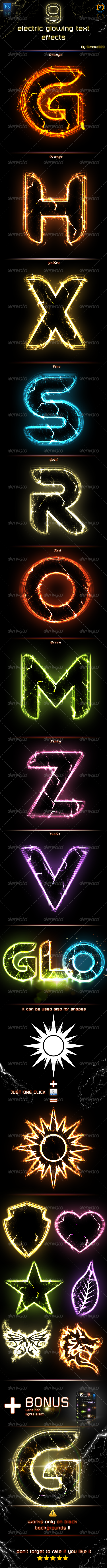 Electric Glowing effect - Photoshop Action - Text Effects Actions
