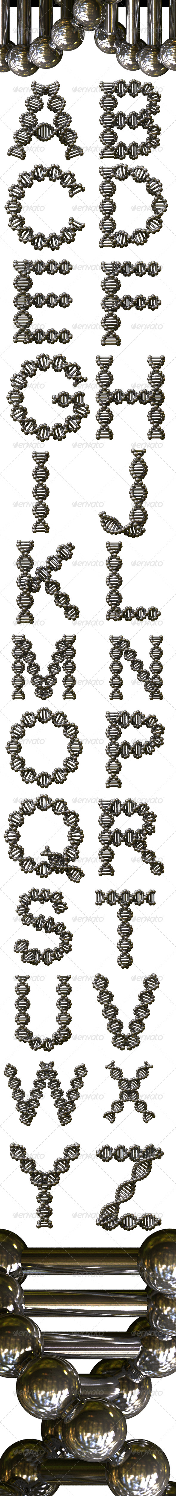 DNA Alphabet - Text 3D Renders