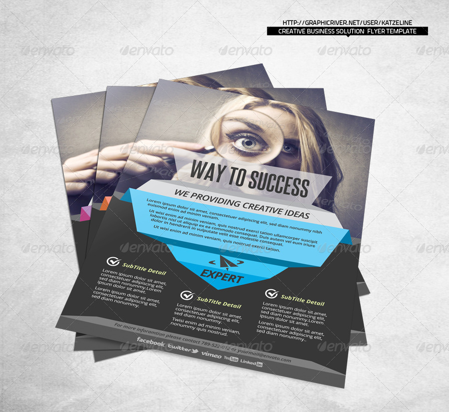 Origami Business Idea Flyer Template by katzeline GraphicRiver