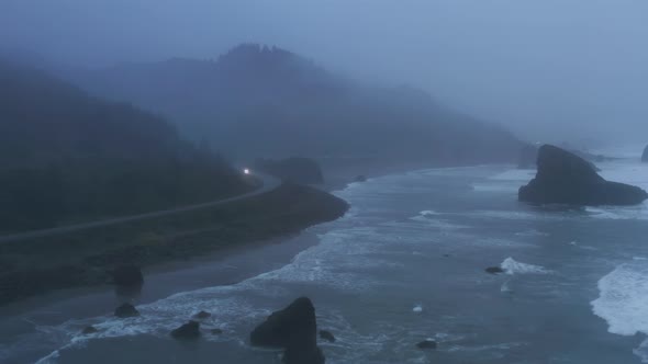 Drone Footage of the Sunset Sky Above the Picturesque Motorway with Cars alt
