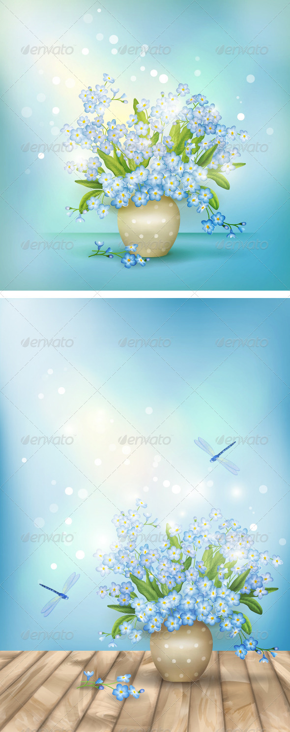 Spring Blue Flowers Season Background - Flowers & Plants Nature