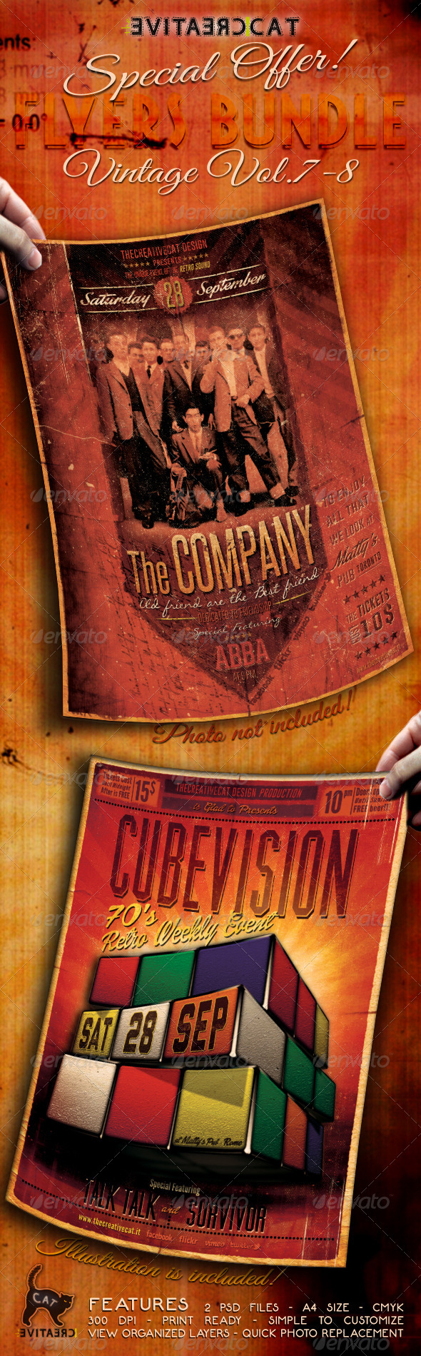 Vintage Flyer/Poster Bundle Vol. 7-8 - Events Flyers
