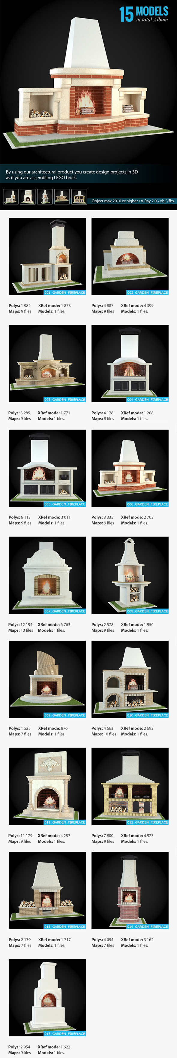 Garden Fireplaces Collection - 3Docean 6651757