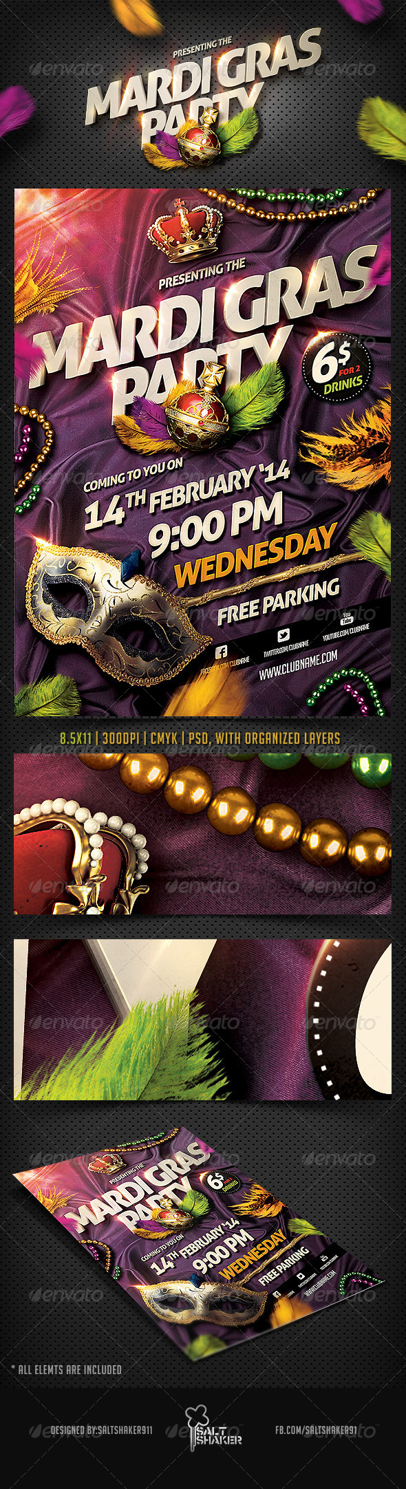 Mardi Gras Carnival Flyer - Clubs & Parties Events