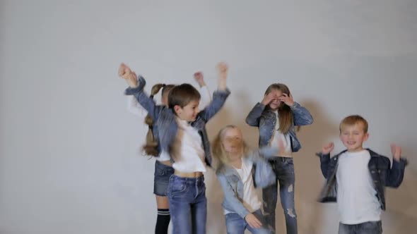 Children Posing Dancing and Jumping in Photo Studio