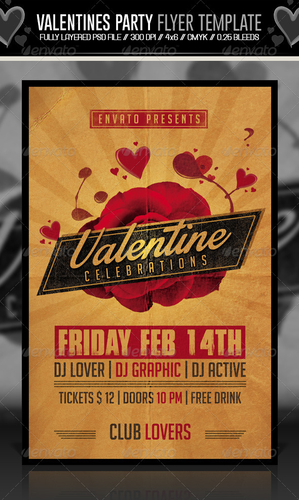 Valentines Party Flyer Retro - Clubs & Parties Events