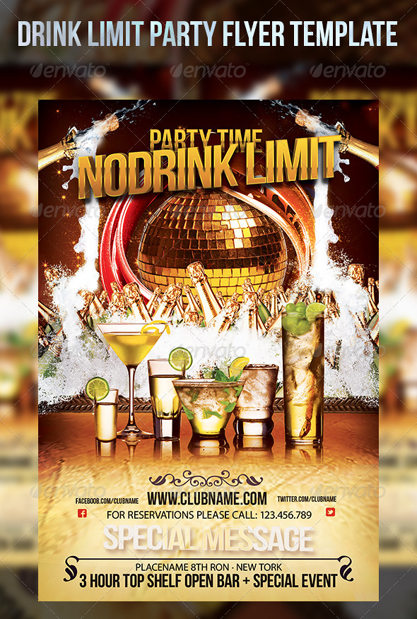 Drink Limit Party Flyer Template - Events Flyers
