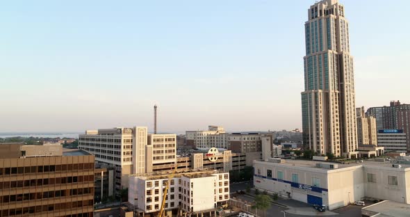 Lowering Aerial of New Rochelle in Westchester County New York alt