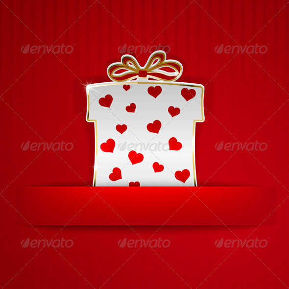 Gift Box with Hearts Cut Out of Paper - Miscellaneous Seasons/Holidays