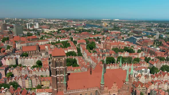 Aerial View of Gdansk Skyline in Poland