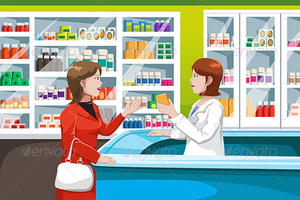 Buying Medicine in Pharmacy - Health/Medicine Conceptual