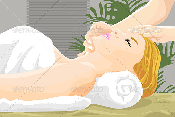 Woman Enjoying a Massage - Health/Medicine Conceptual
