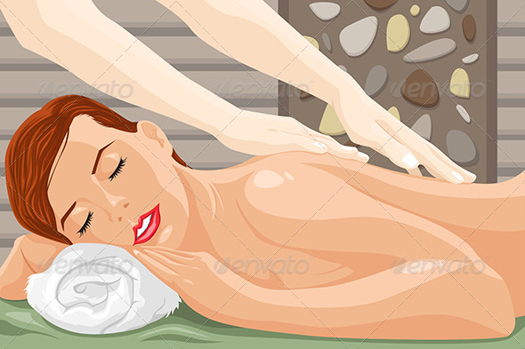 Woman Enjoying a Massage - Health/Medicine Conceptual
