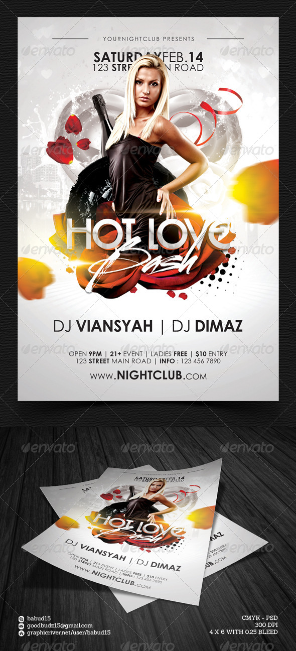 Hot Love Bash Flyer Template - Events Flyers