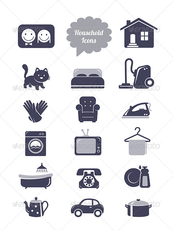 Household Icons Set - Objects Icons
