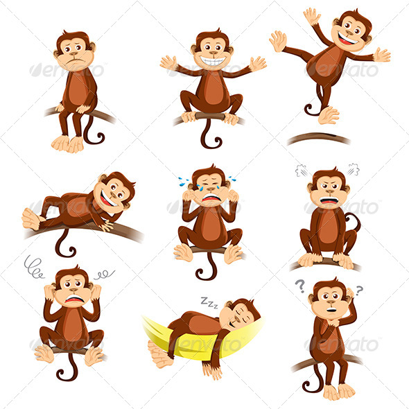 Monkey with Expressions - Animals Characters