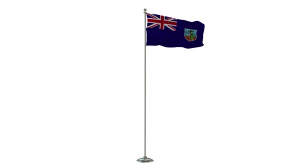 Montserrat   loop 3D Illustration Of The Waving Flag On Long  Pole With Alpha