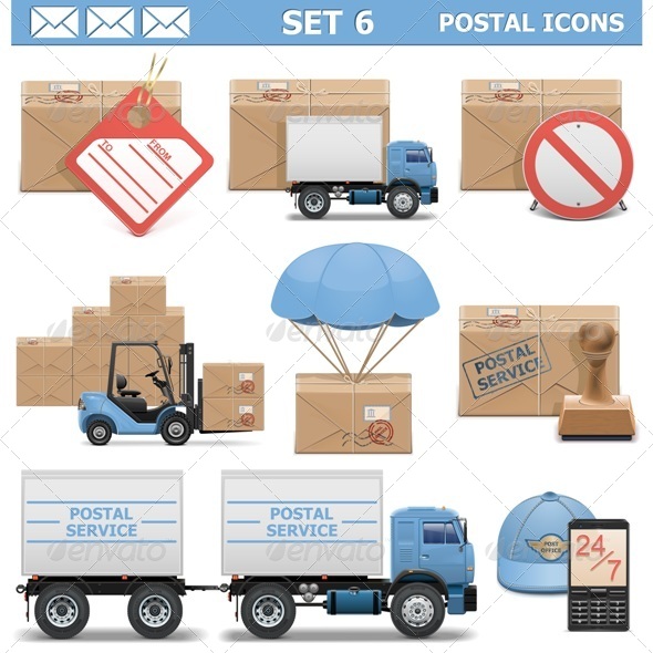 Vector Postal Icons Set 6 - Industries Business