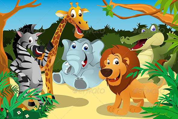 African Animals in the Jungle - Animals Characters