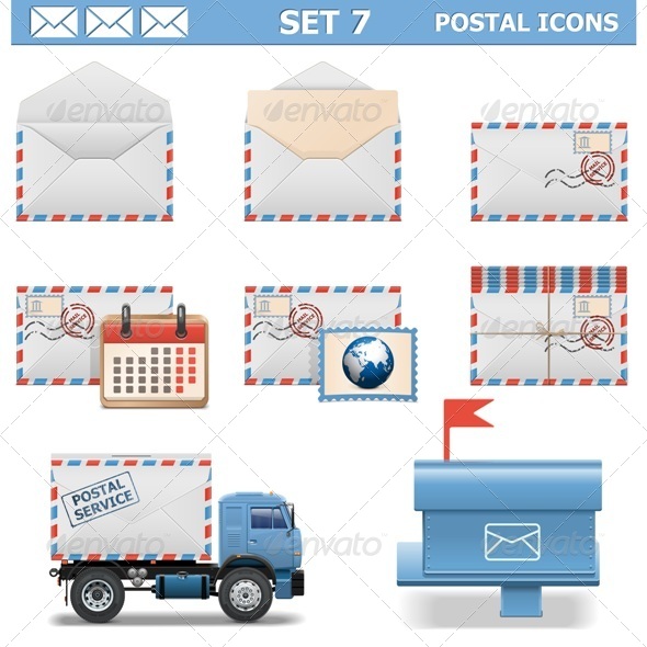 Vector Postal Icons Set 7 - Industries Business