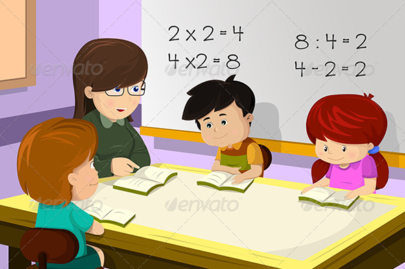 Teacher and Student in the Classroom - People Characters