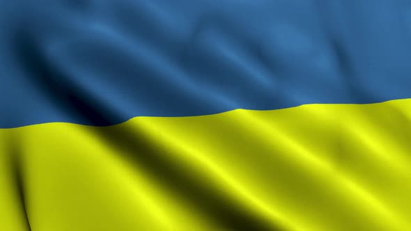 Waving Ukraine Real Texture Satin Flag. Waving Flag of the Ukraine 4K Animation alt