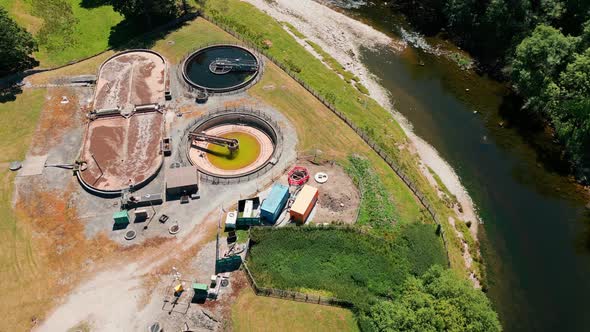 Water treatment plant on the banks of a river in the Yorkshire Dales National Park alt
