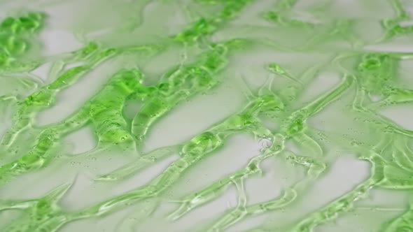 Liquid Cream Gel Green Cosmetic Texture with Bubbles alt